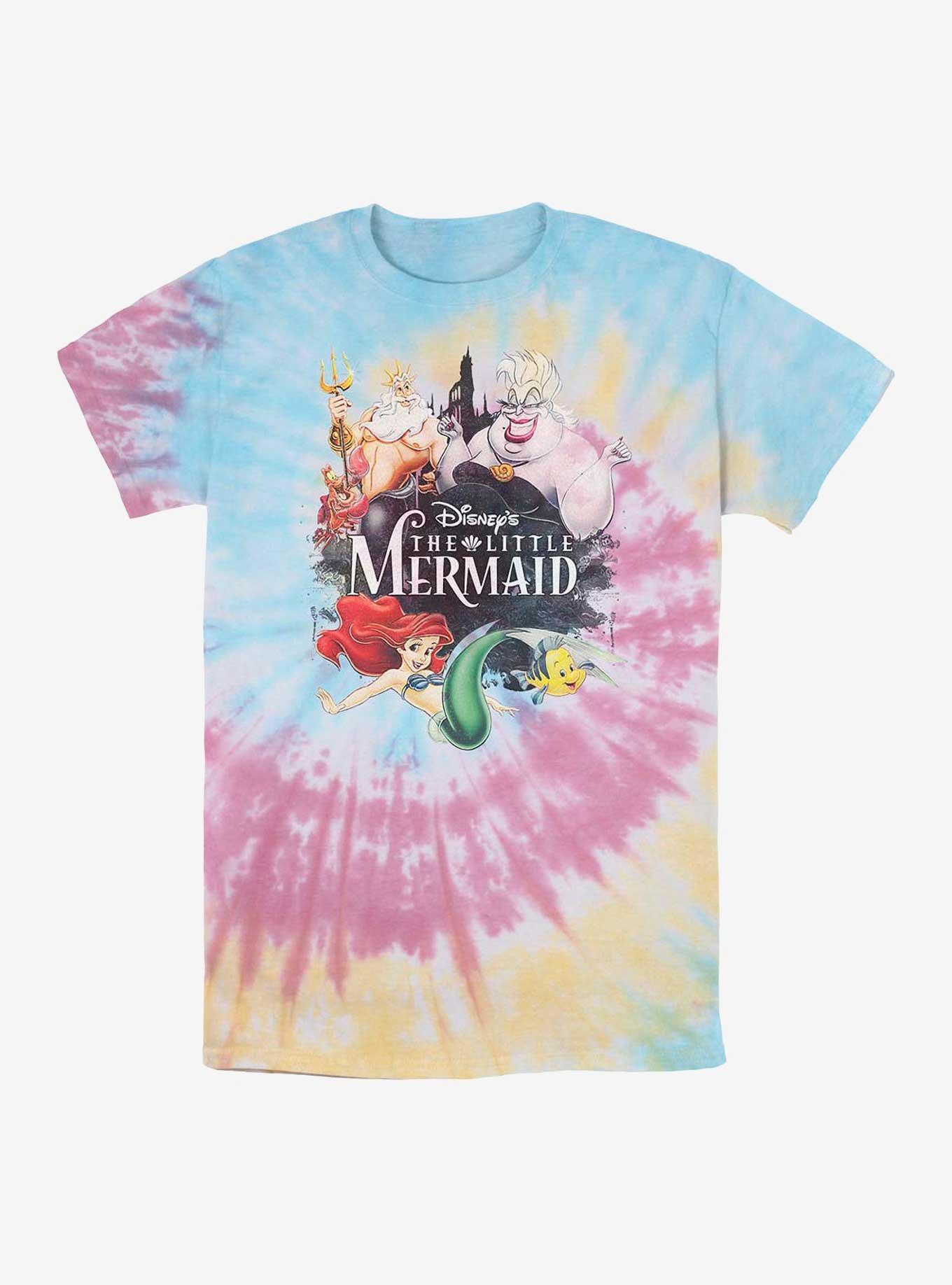 Disney The Little Mermaid Watercolor Poster Tie Dye T-Shirt, BLUPNKLY, hi-res