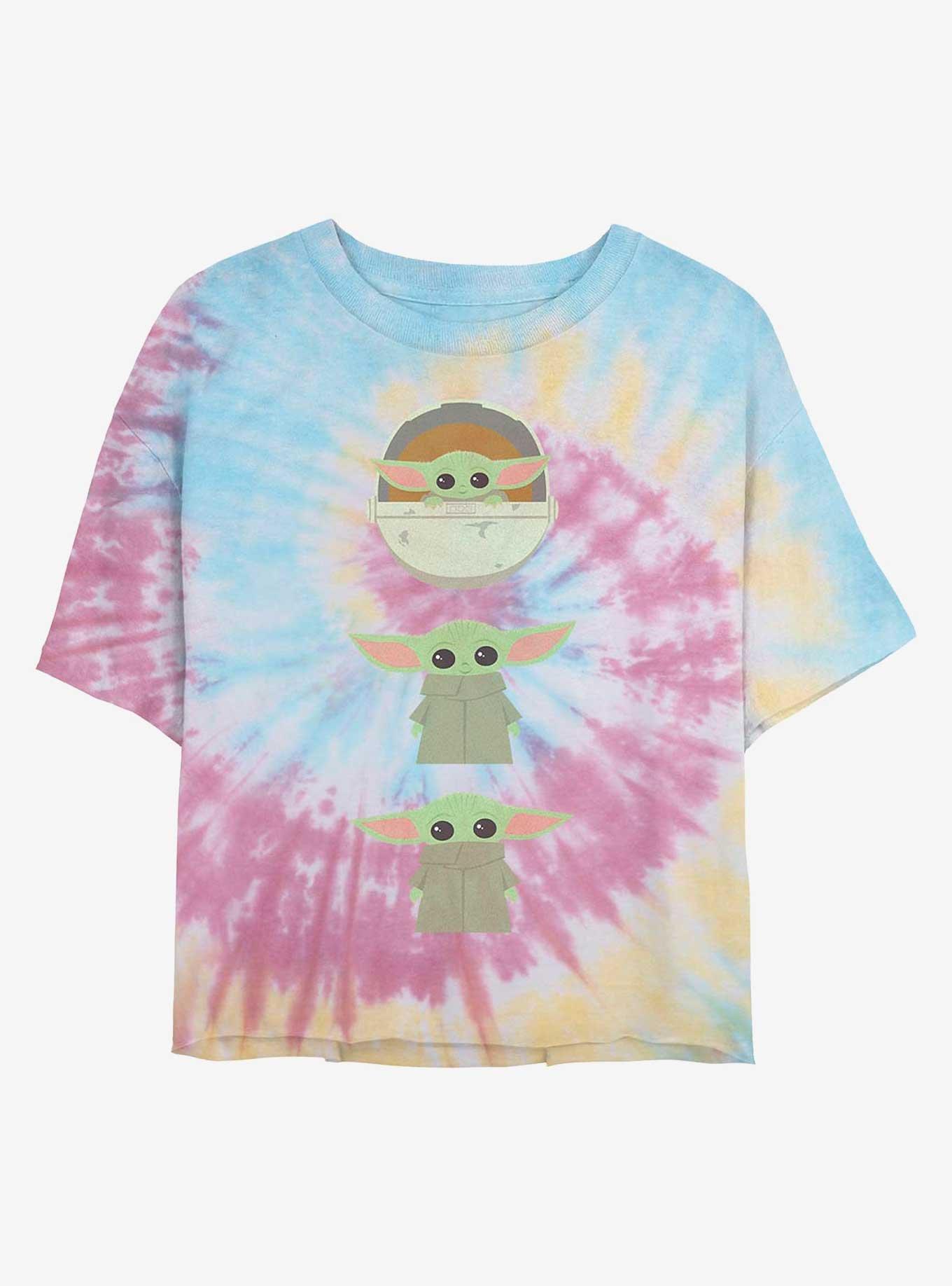Star Wars The Mandalorian Grogus Tie Dye Crop Girls T-Shirt, BLUPNKLY, hi-res