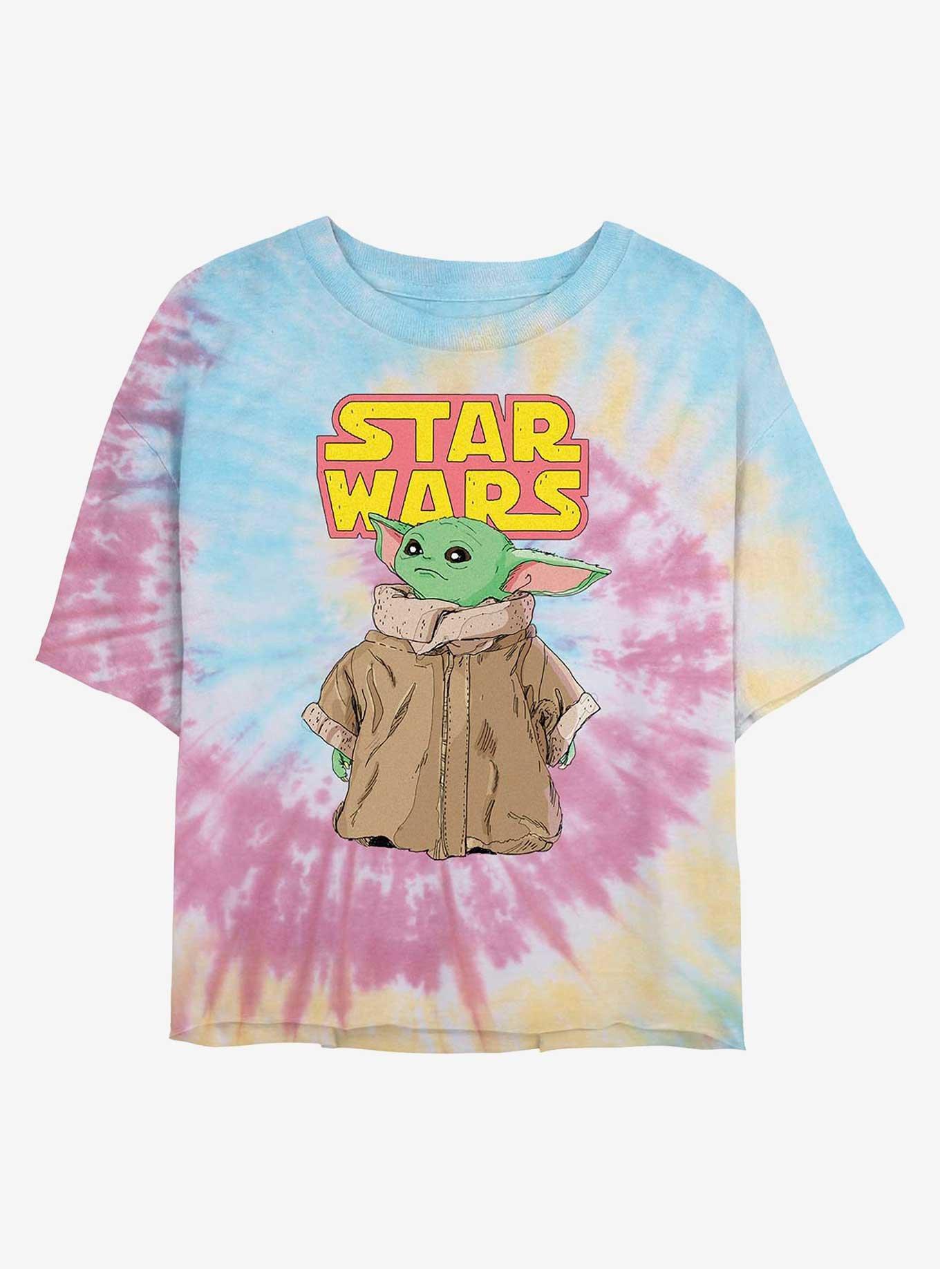 Star Wars The Mandalorian Logo Child Gaze Tie Dye Crop Girls T-Shirt, , hi-res