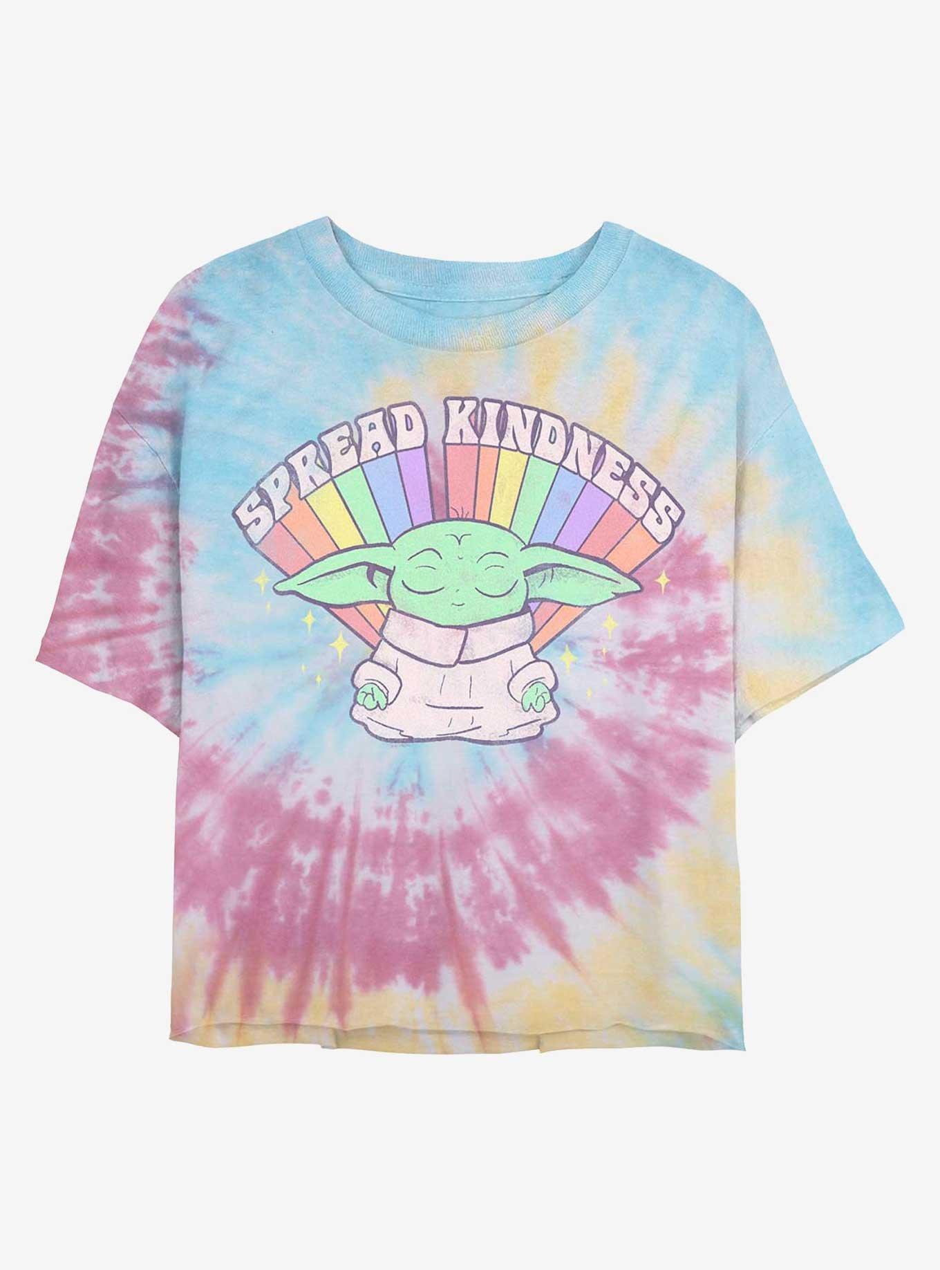Star Wars The Mandalorian Meditate Kindness Tie Dye Crop Girls T-Shirt, , hi-res