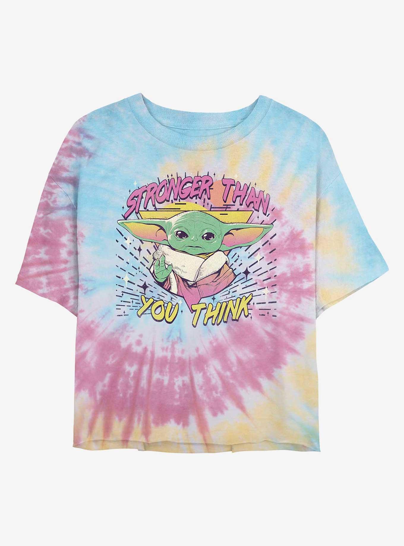 Star Wars The Mandalorian Stronger Than You Think Tie Dye Crop Girls T-Shirt, BLUPNKLY, hi-res