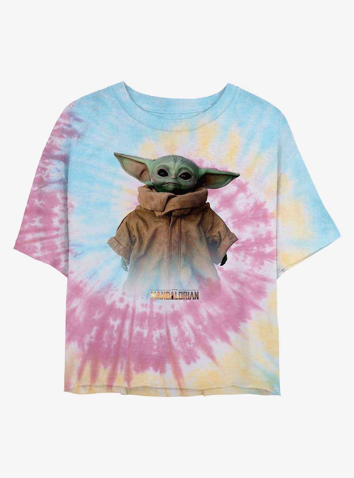 Star Wars The Mandalorian The Child Tie Dye Crop Girls T-Shirt, BLUPNKLY, hi-res