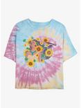 Disney Pocahontas Floral Princess Tie Dye Crop Girls T-Shirt, BLUPNKLY, hi-res