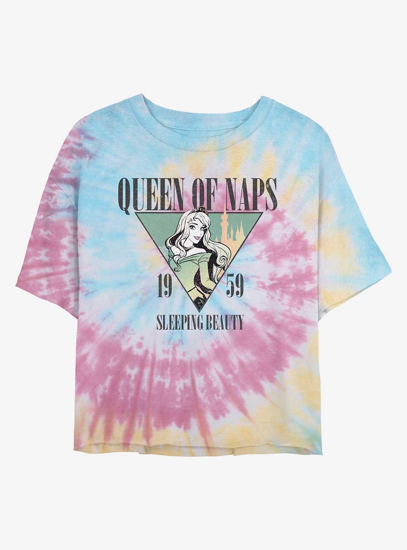 Disney Sleeping Beauty Queen of Naps Tie Dye Crop Girls T-Shirt