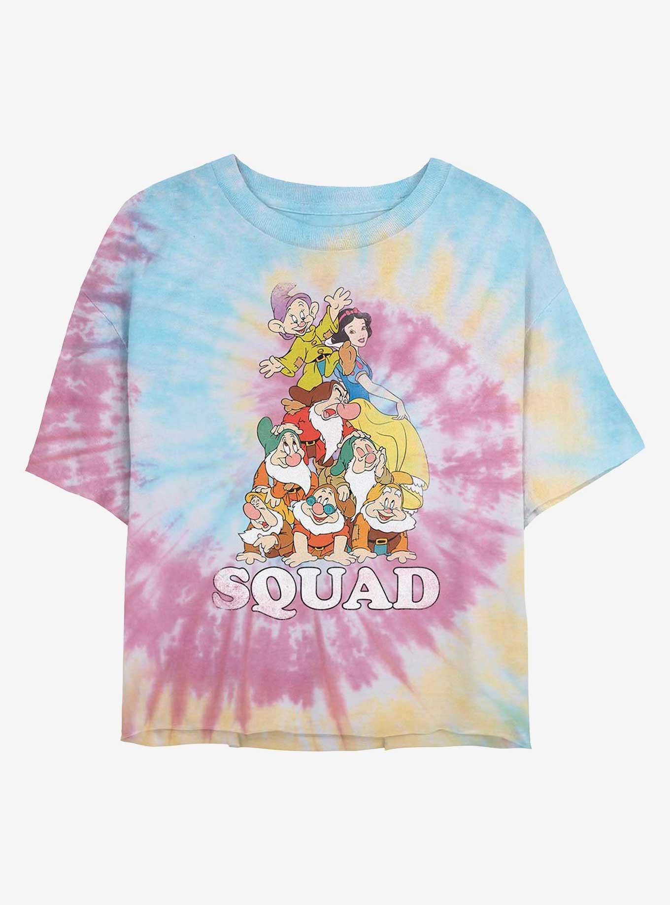 Disney Snow White and the Seven Dwarfs Squad Dwarfs Tie Dye Crop Girls T-Shirt, BLUPNKLY, hi-res