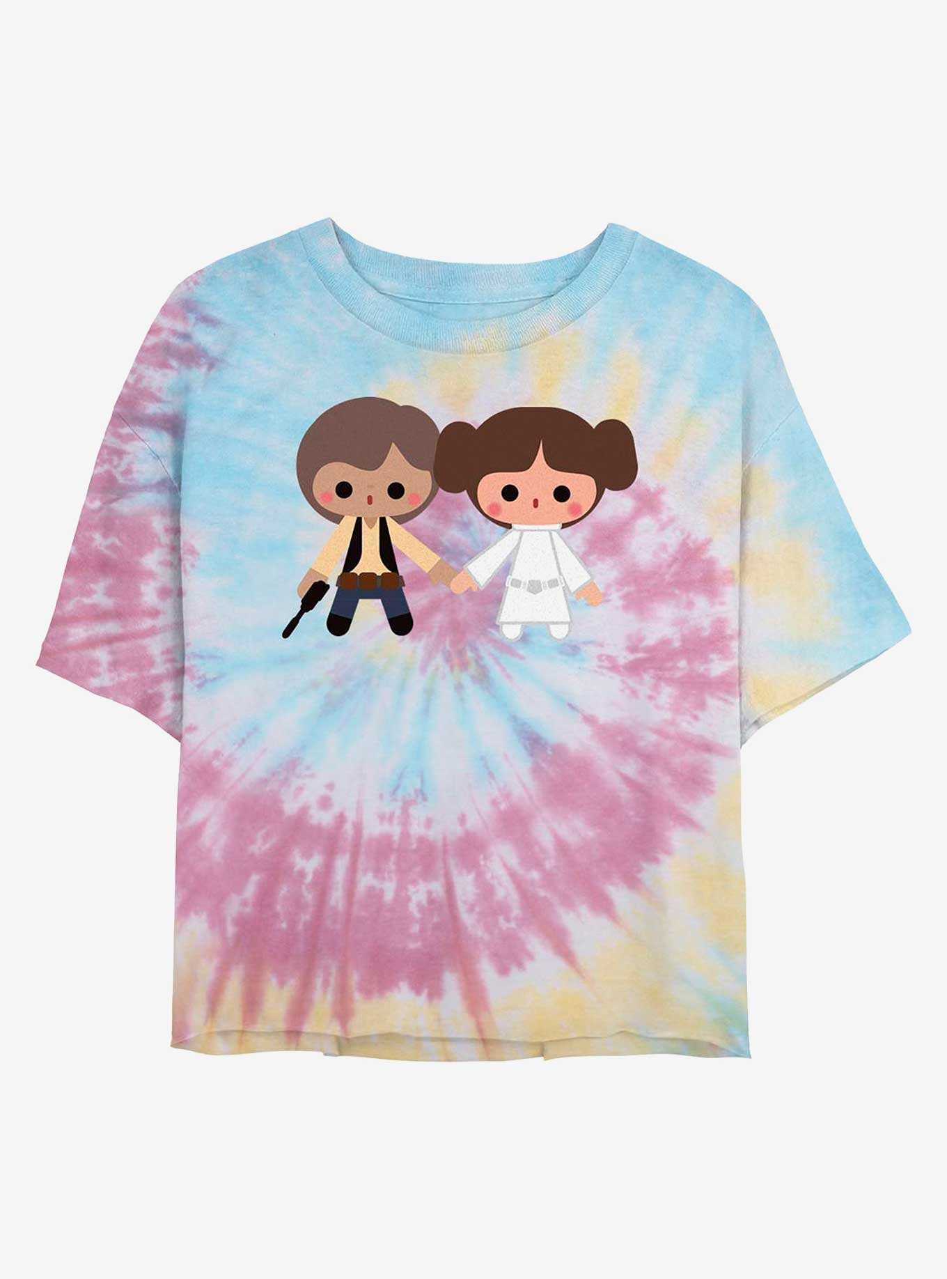 Star Wars Han Leia Kawaii Tie Dye Crop Girls T-Shirt, , hi-res
