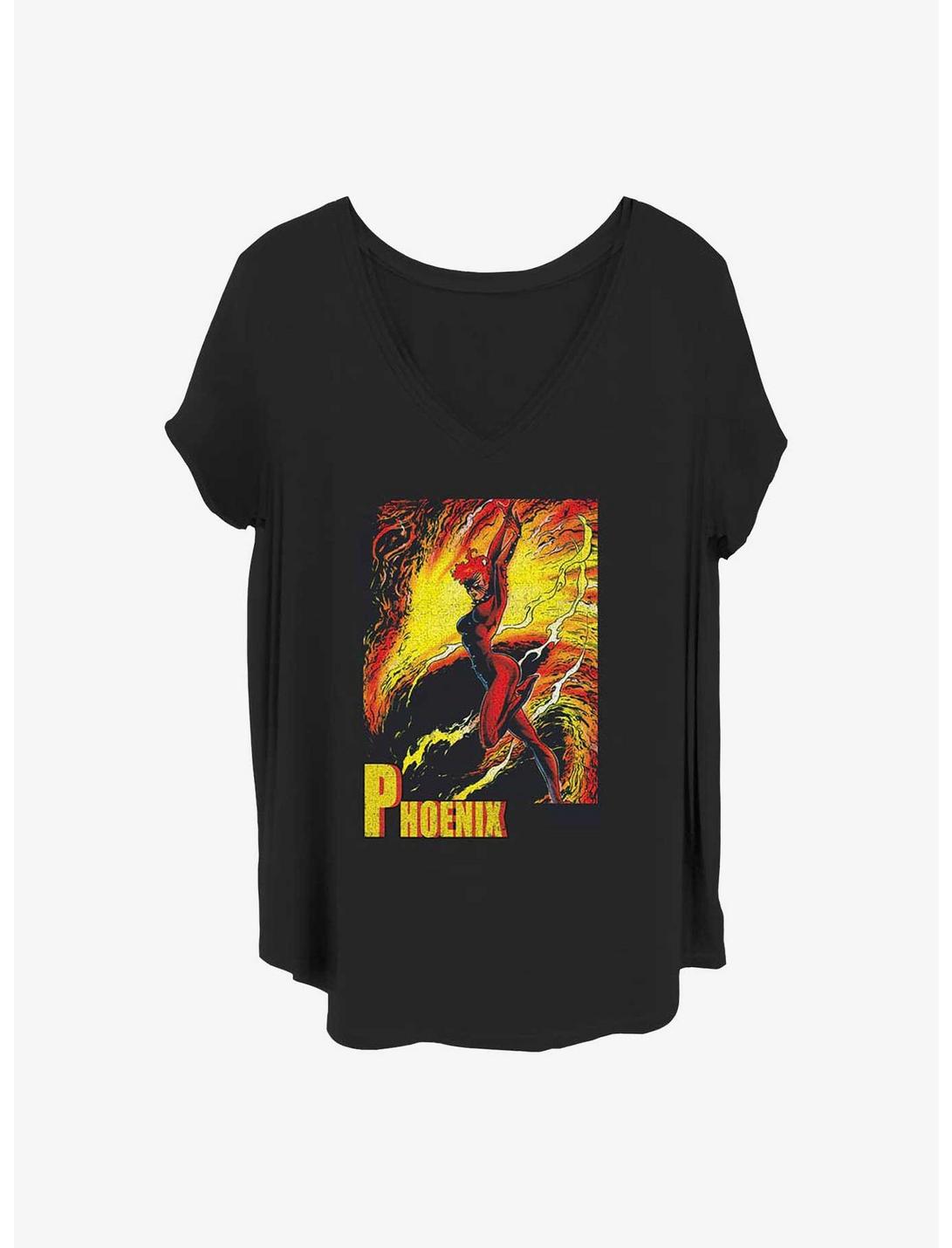 Marvel X-Men Dark Phoenix Fire Burn Girls T-Shirt Plus Size, BLACK, hi-res