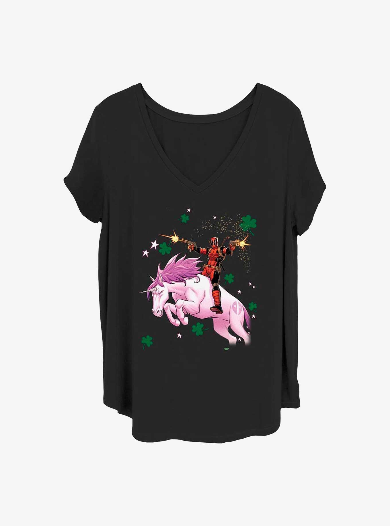 Marvel Deadpool Lucky Unicorn Girls T-Shirt Plus Size, BLACK, hi-res