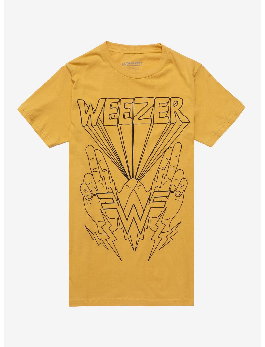 Weezer W Hands Boyfriend Fit Girls T-Shirt, GOLD, hi-res