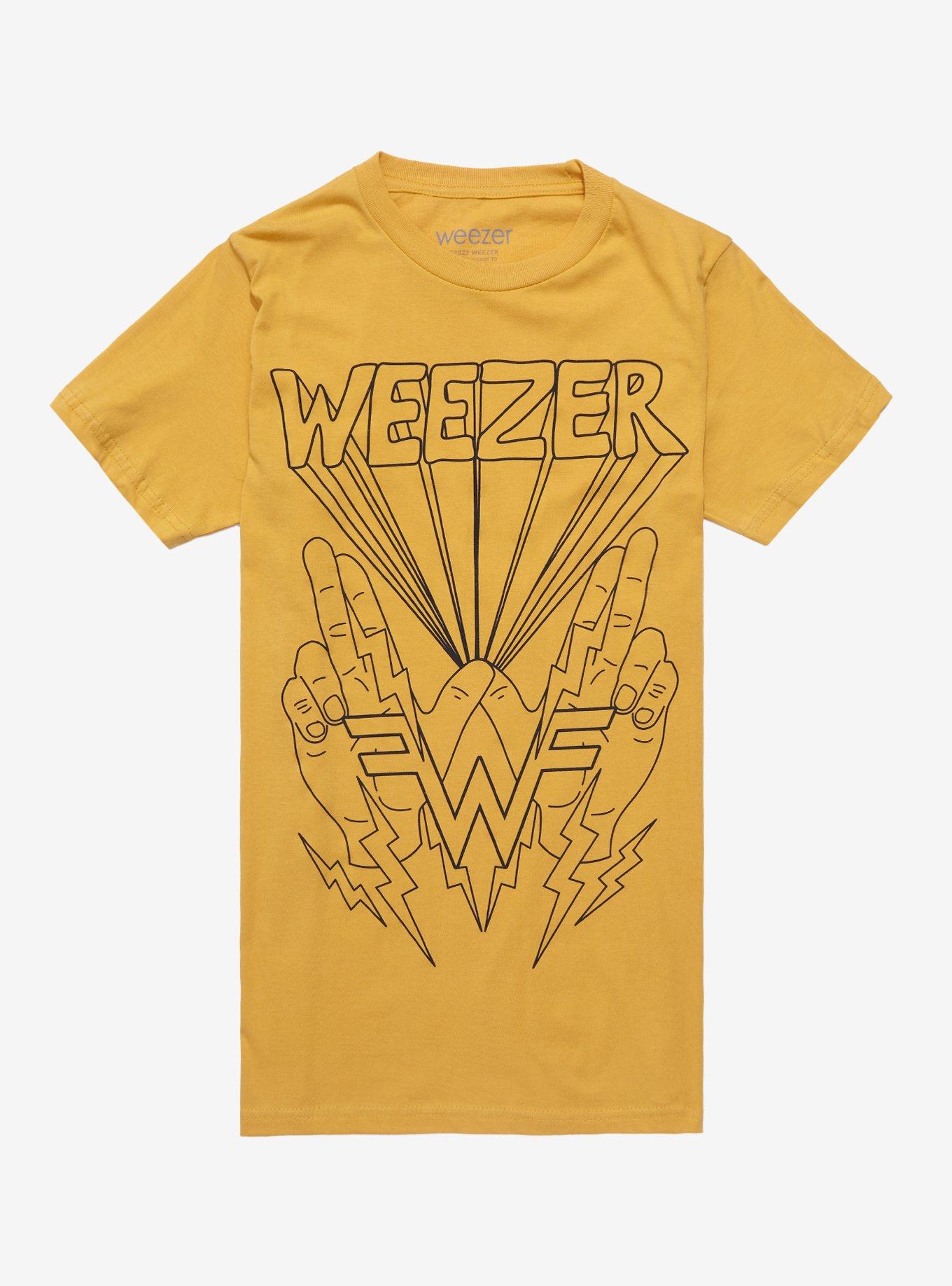 Weezer W Hands Boyfriend Fit Girls T-Shirt, GOLD, hi-res