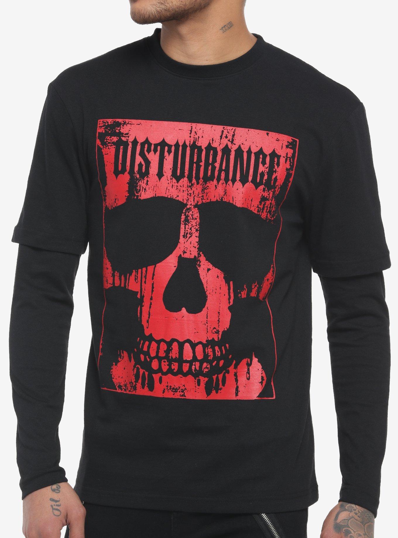 Disturbance Skull Twofer Long-Sleeve T-Shirt, BLACK, hi-res