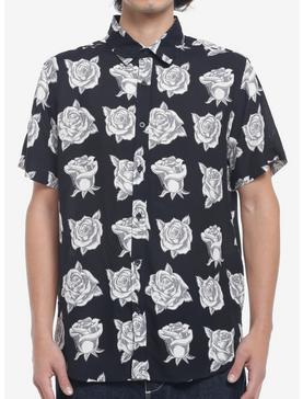Grey Rose Woven Button-Up, , hi-res