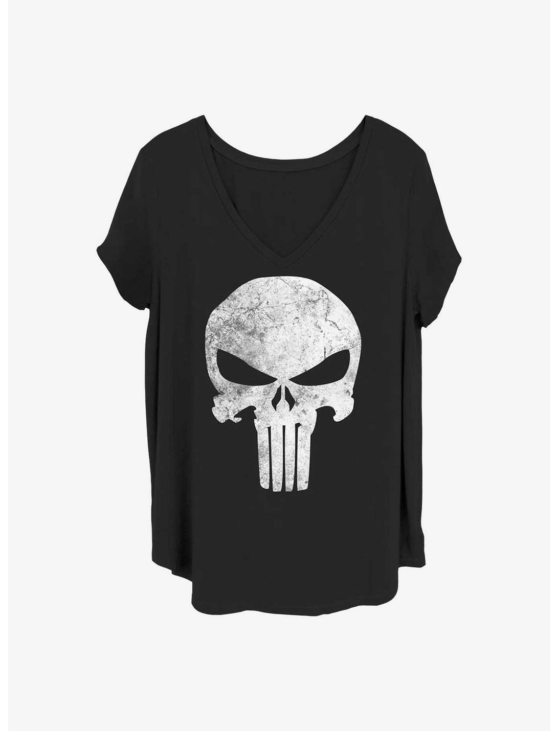 Marvel Punisher Distress Skull Girls T-Shirt Plus Size, BLACK, hi-res
