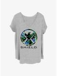 Marvel Agents of S.H.I.E.L.D Floral Shield Girls T-Shirt Plus Size, HEATHER GR, hi-res