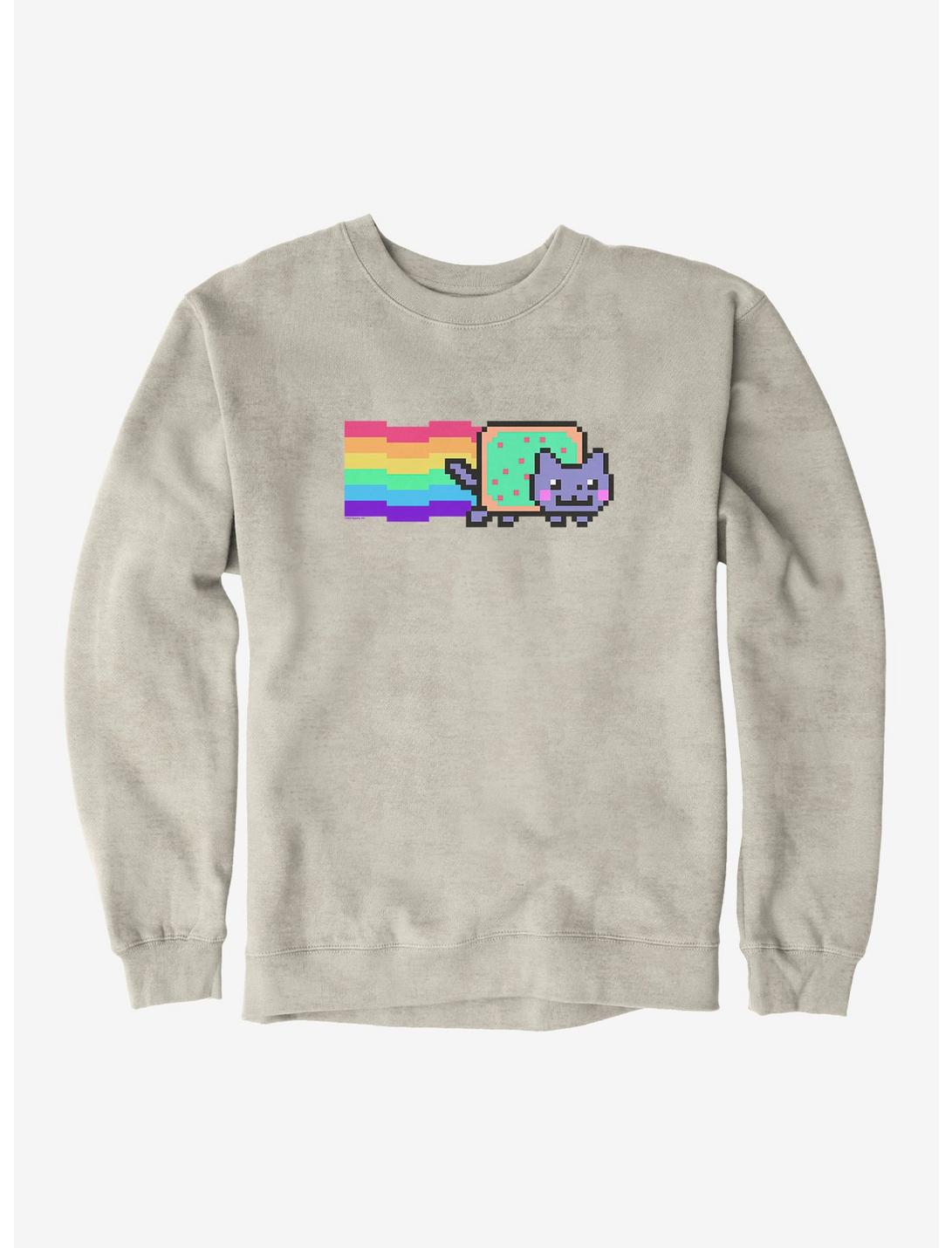 Nyan Cat Vaporwave Sweatshirt, OATMEAL HEATHER, hi-res