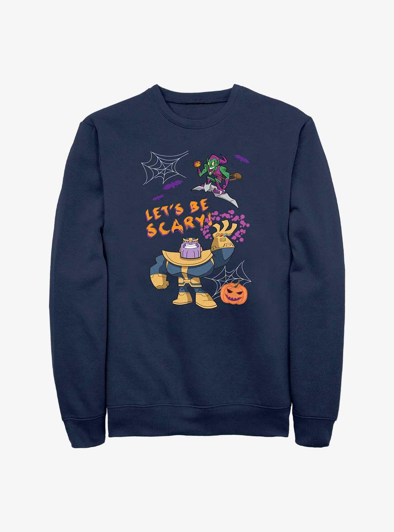 Marvel Avengers Be Scary Thanos Green Goblin Sweatshirt, NAVY, hi-res