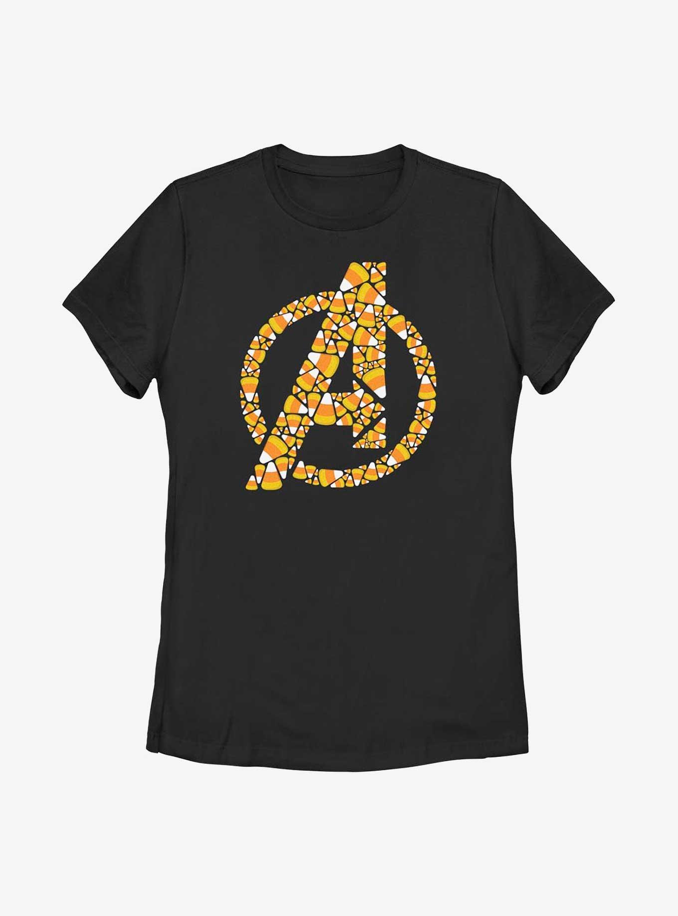 Marvel Avengers Candy Corn Symbol Womens T-Shirt, BLACK, hi-res