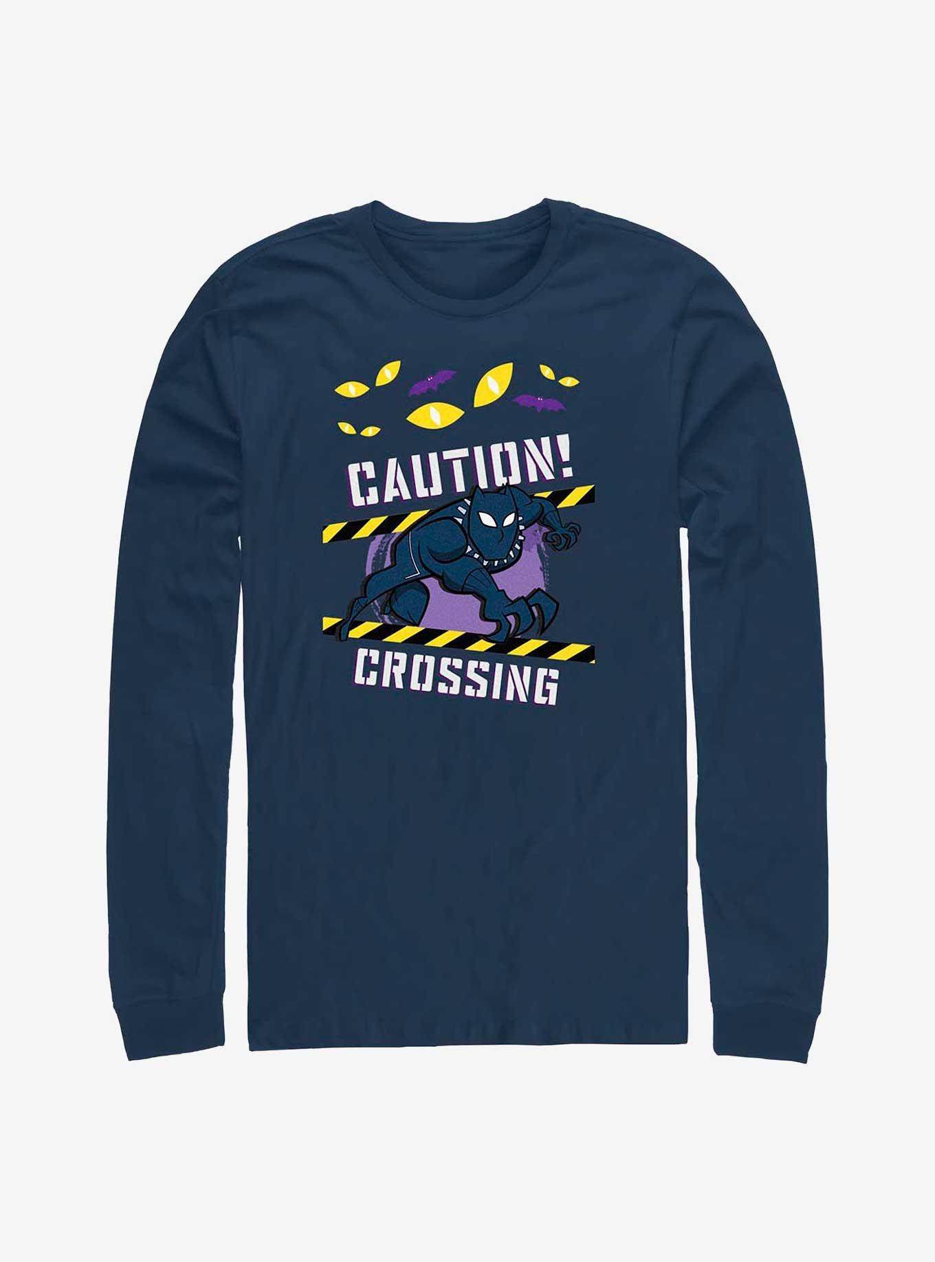 Marvel Black Panther Caution Crossing Long-Sleeve T-Shirt, NAVY, hi-res