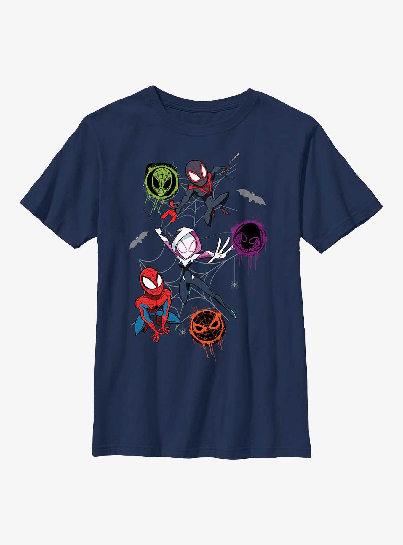 Marvel Spider-Man Trio Spifderverse Youth T-Shirt, NAVY, hi-res