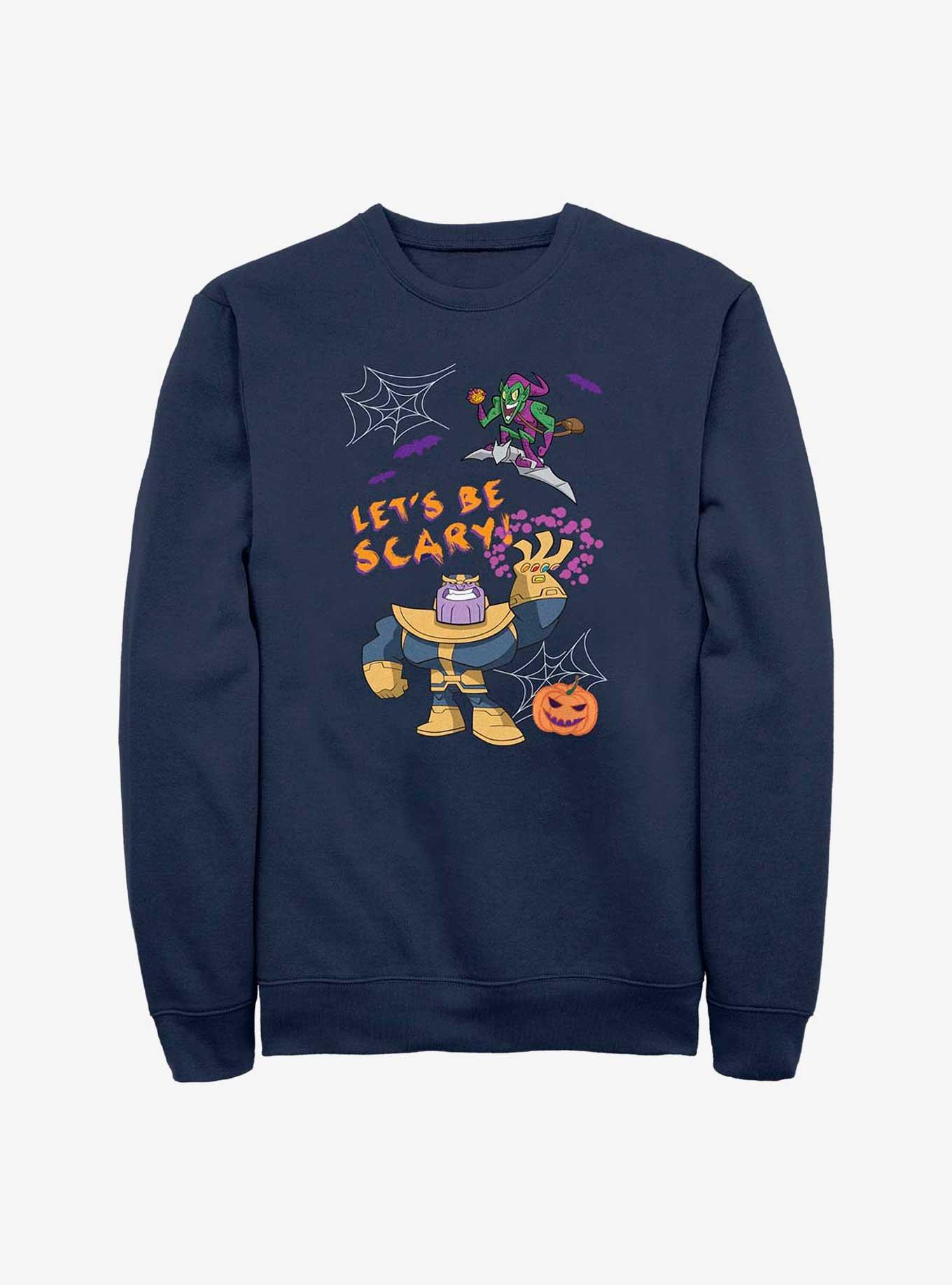 Marvel Avengers Be Scary Thanos Green Goblin Sweatshirt, NAVY, hi-res