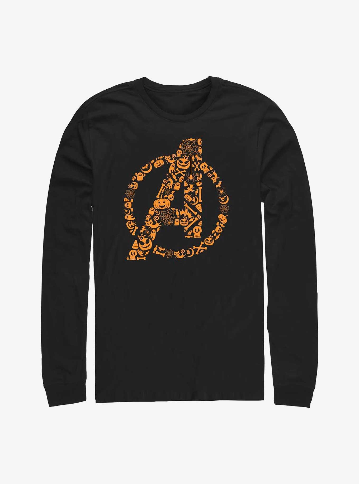 Marvel Avengers Halloween Logo Fill Long-Sleeve T-Shirt, BLACK, hi-res