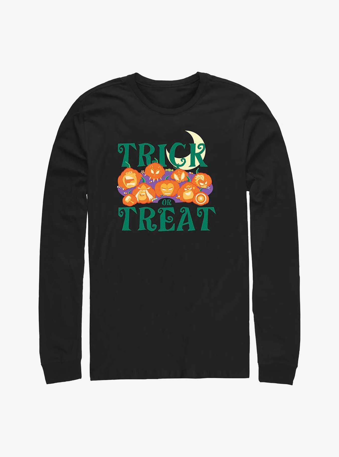 Marvel Avengers Pumpkins Trick Or Treat Long-Sleeve T-Shirt, BLACK, hi-res
