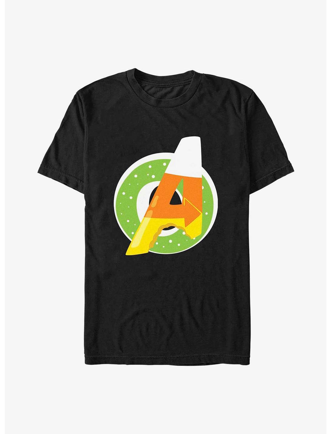 Marvel Avengers Donut Candy Corn Logo T-Shirt, BLACK, hi-res