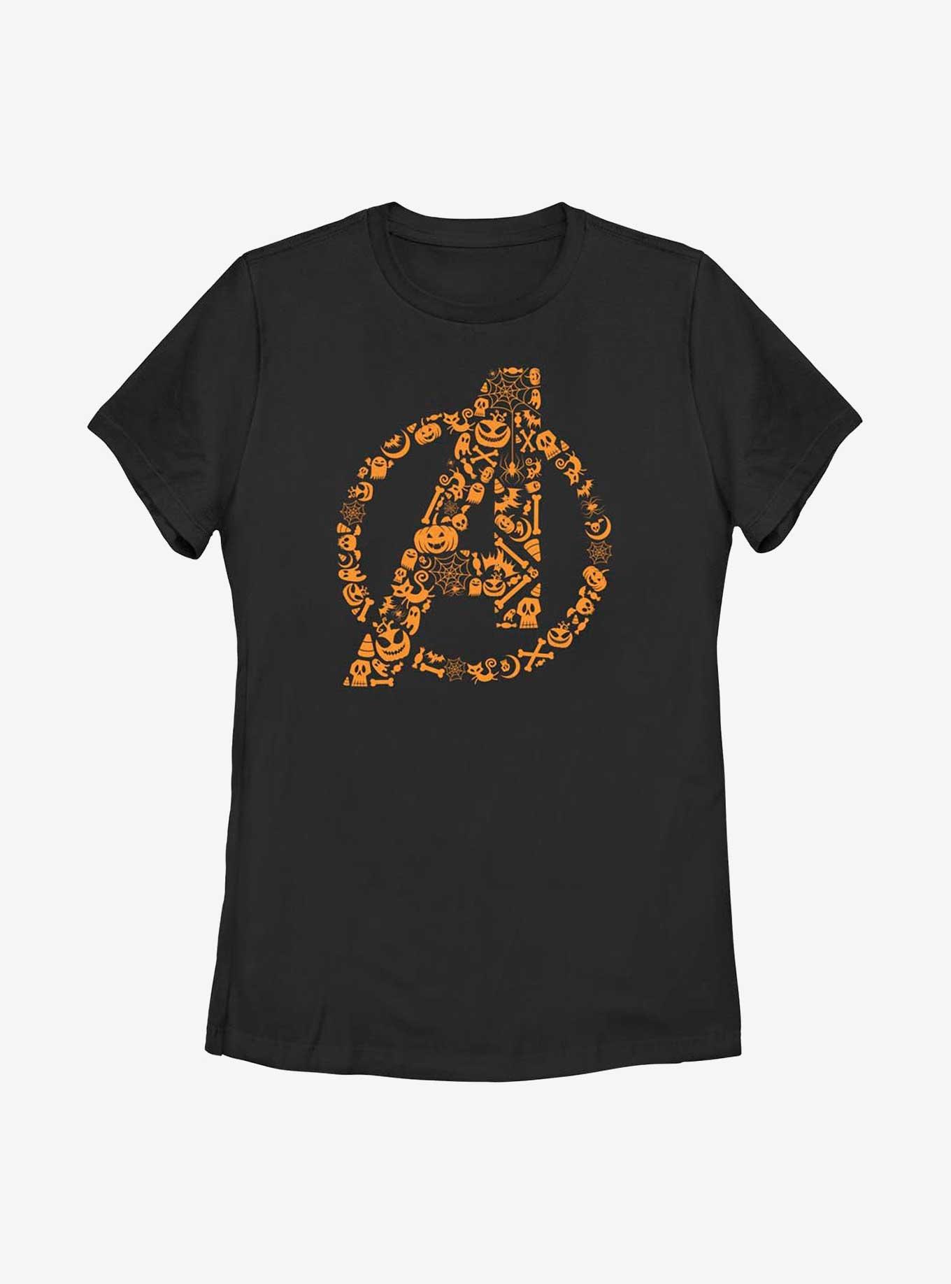 Marvel Avengers Halloween Logo Fill Womens T-Shirt, BLACK, hi-res