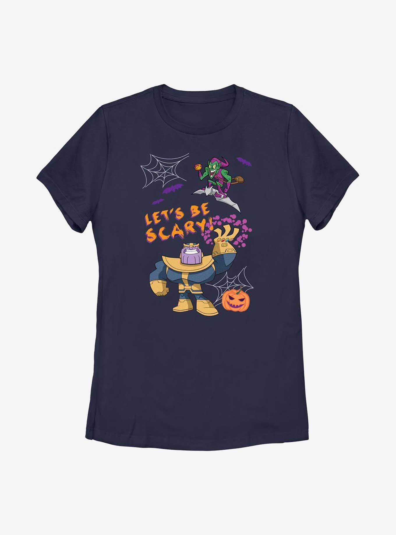 Marvel Avengers Be Scary Thanos Green Goblin Womens T-Shirt, NAVY, hi-res