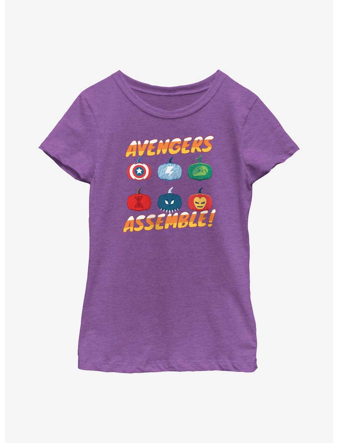 Marvel Avengers Pumpkin Assemble Youth Girls T-Shirt, PURPLE BERRY, hi-res