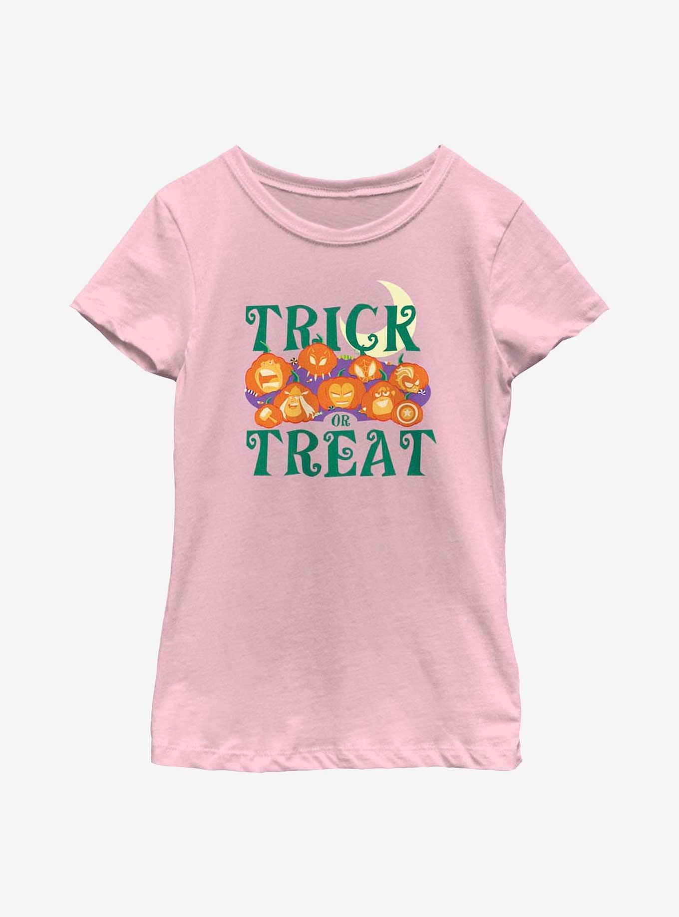 Marvel Avengers Pumpkins Trick Or Treat Youth Girls T-Shirt, PINK, hi-res