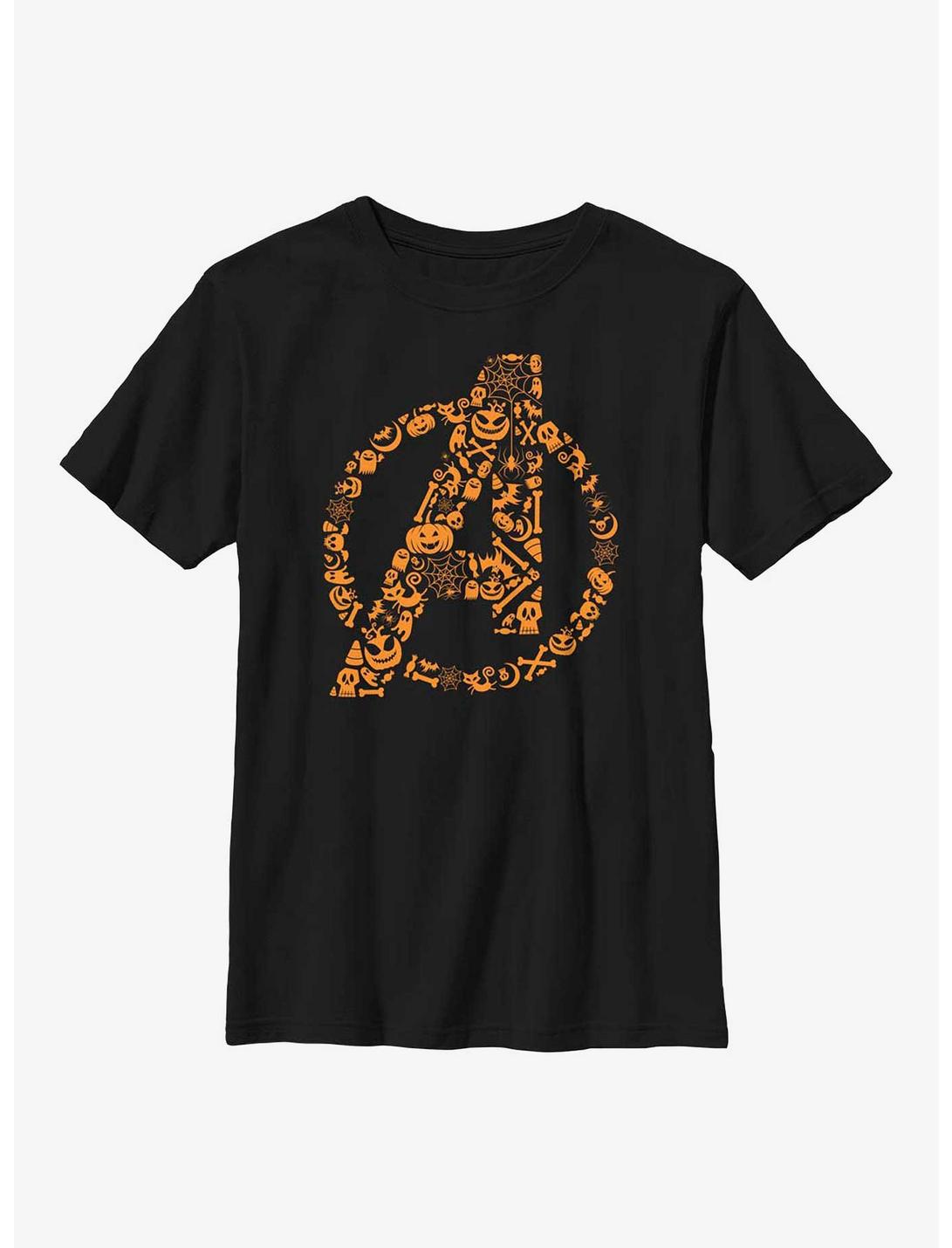 Marvel Avengers Halloween Logo Fill Youth T-Shirt, BLACK, hi-res