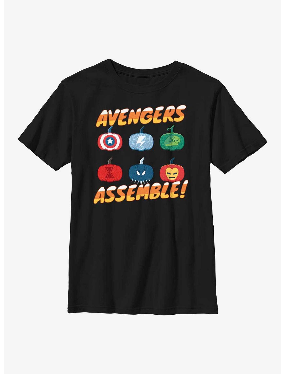Marvel Avengers Pumpkin Assemble Youth T-Shirt, BLACK, hi-res