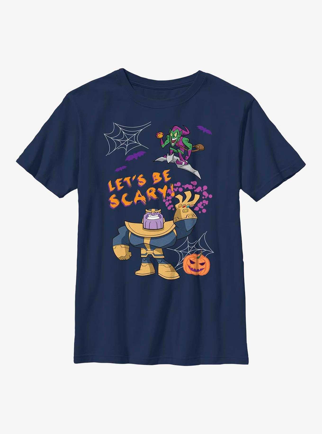 Marvel Avengers Be Scary Thanos Green Goblin Youth T-Shirt, NAVY, hi-res