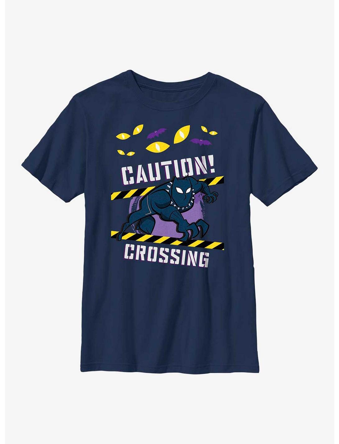 Marvel Black Panther Caution Crossing Youth T-Shirt, NAVY, hi-res