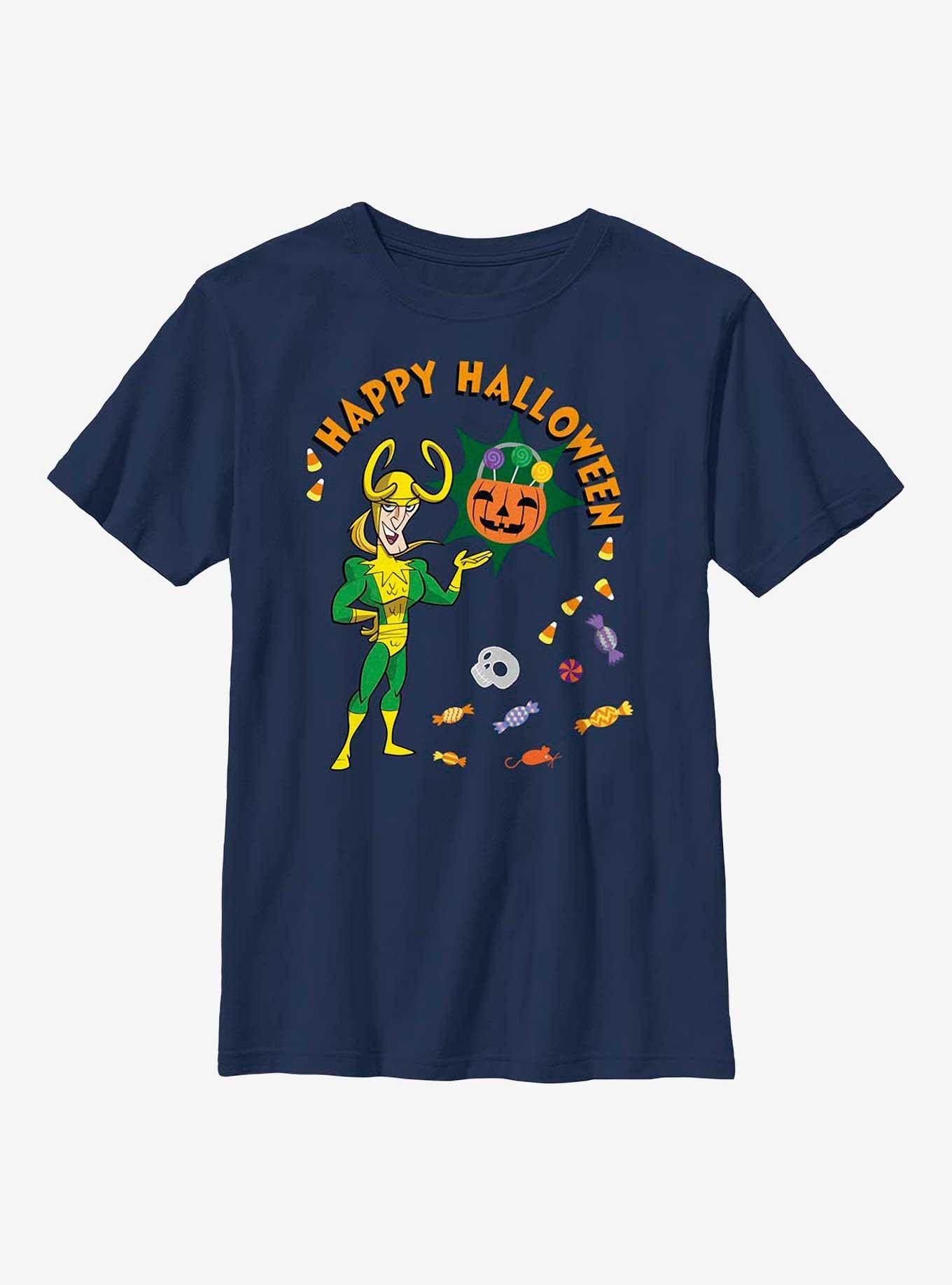 Marvel Loki Happy Halloween Youth T-Shirt, NAVY, hi-res