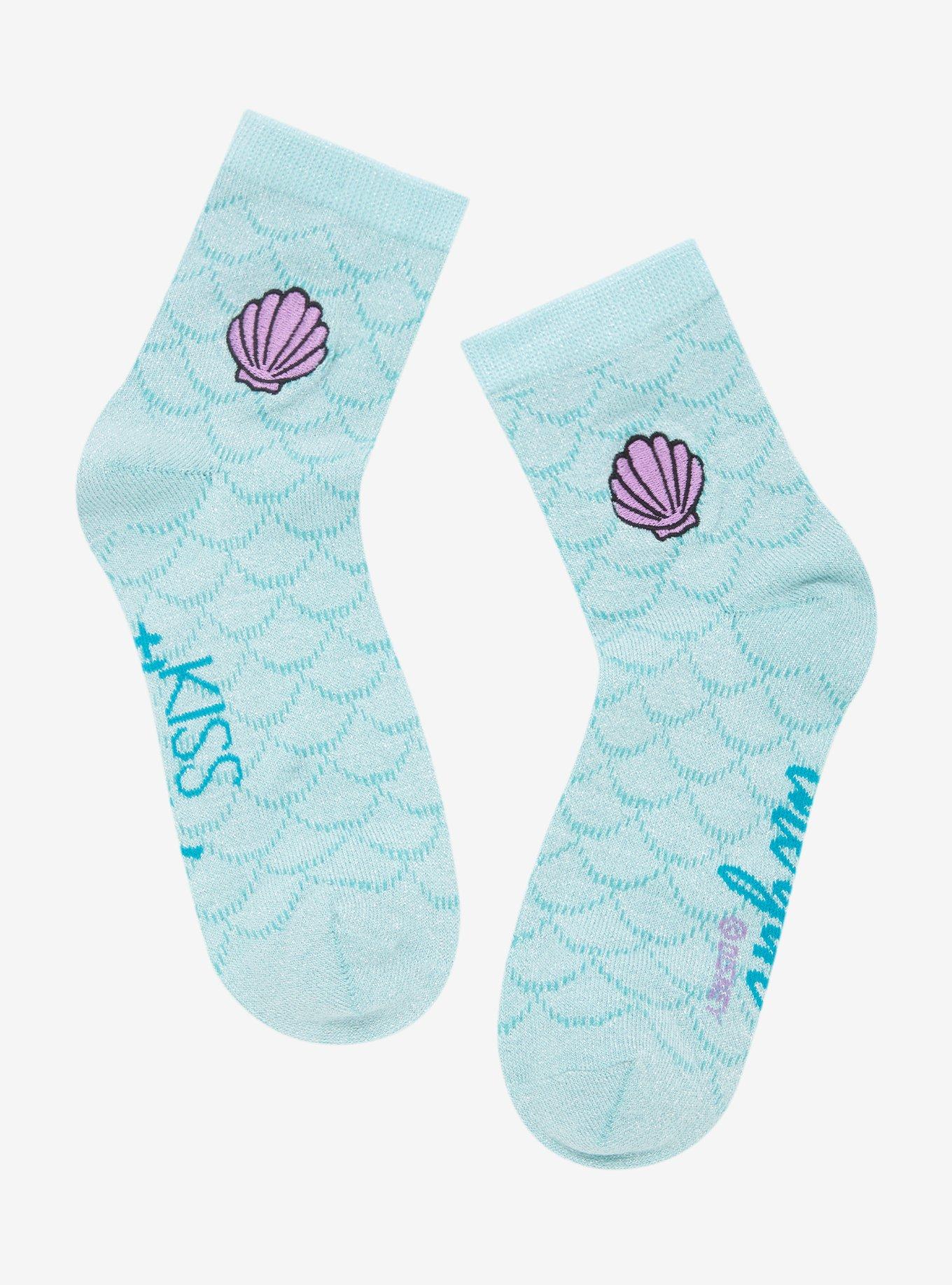 Disney The Little Mermaid Glitter Scale Ankle Socks, , hi-res