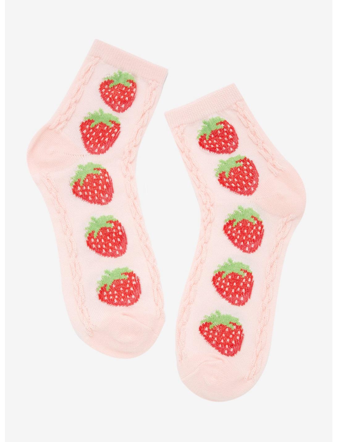 Strawberry Textured Ankle Socks, , hi-res