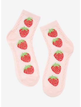 Strawberry Textured Ankle Socks, , hi-res
