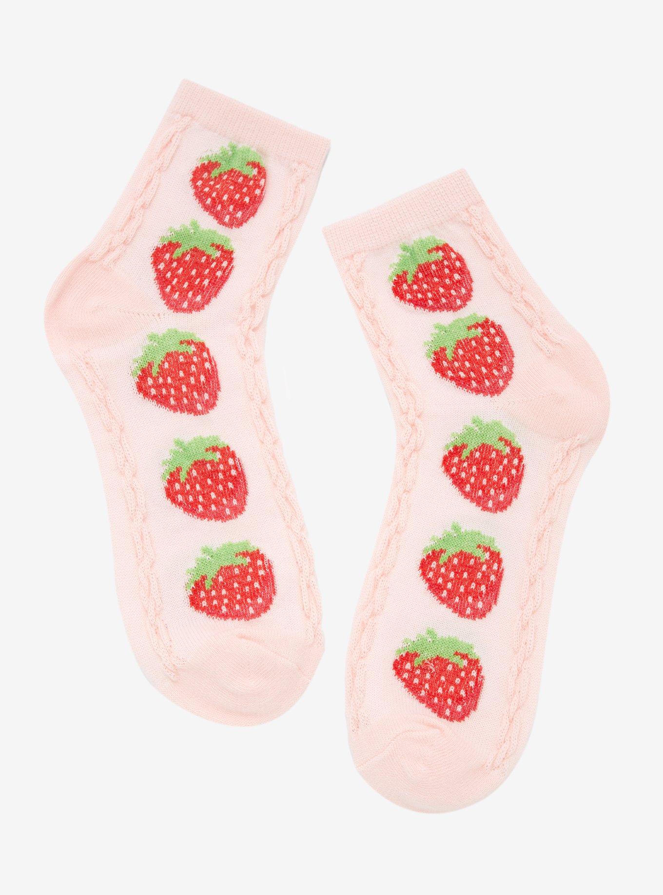 Strawberry Textured Ankle Socks, , hi-res