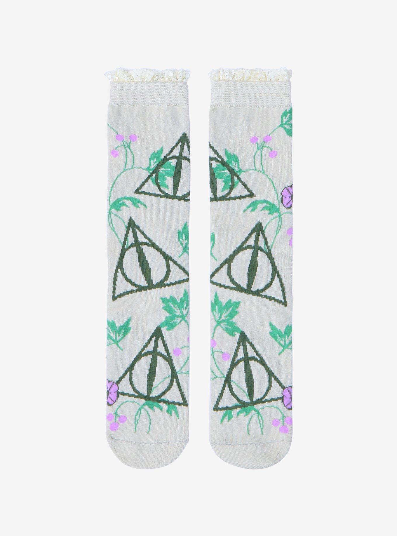 Harry Potter Deathly Hallows Crew Socks, , hi-res