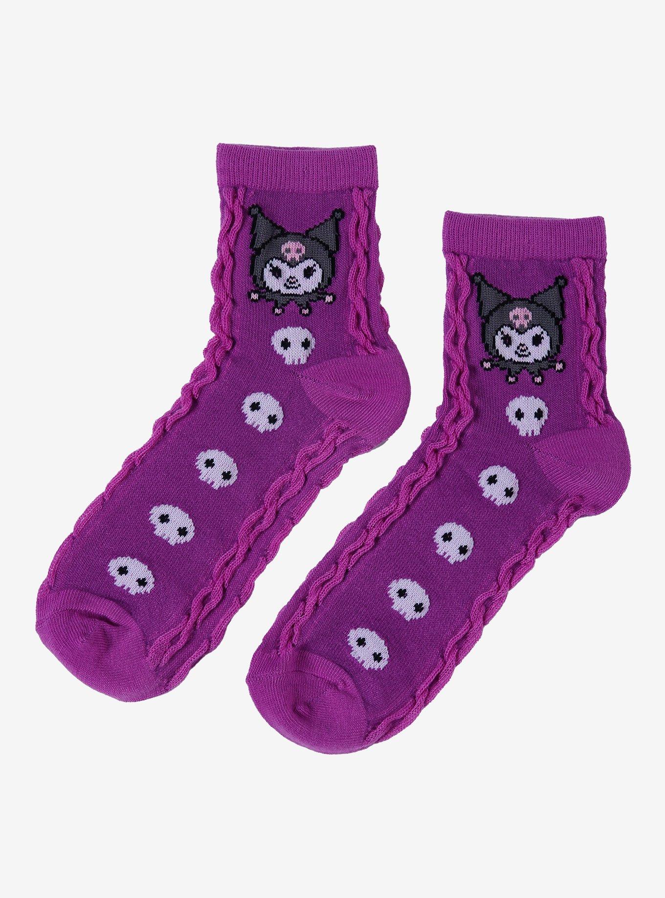 Kuromi Skull Textured Ankle Socks, , hi-res