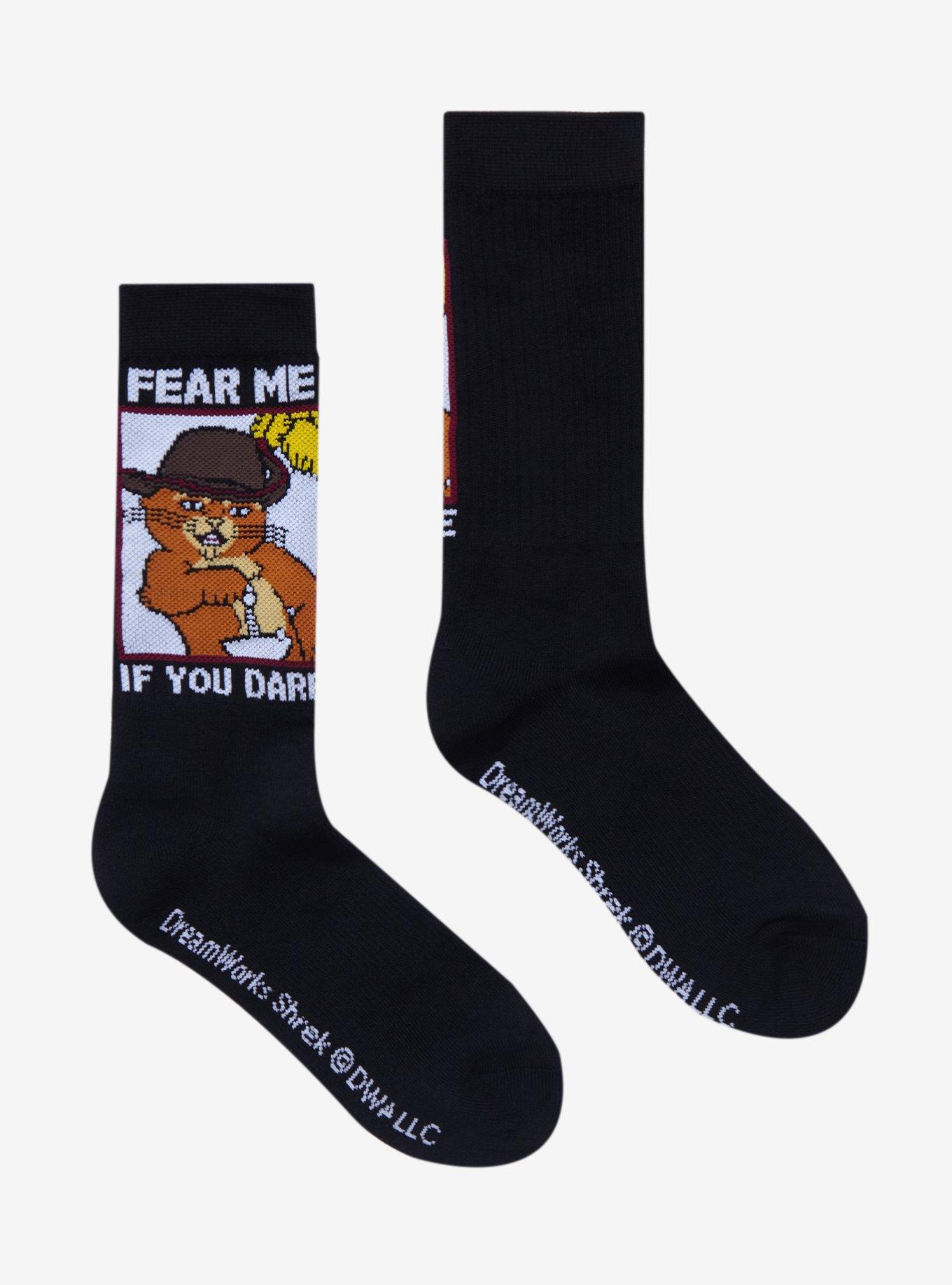 Shrek Puss In Boots Fear Me Crew Socks, , hi-res