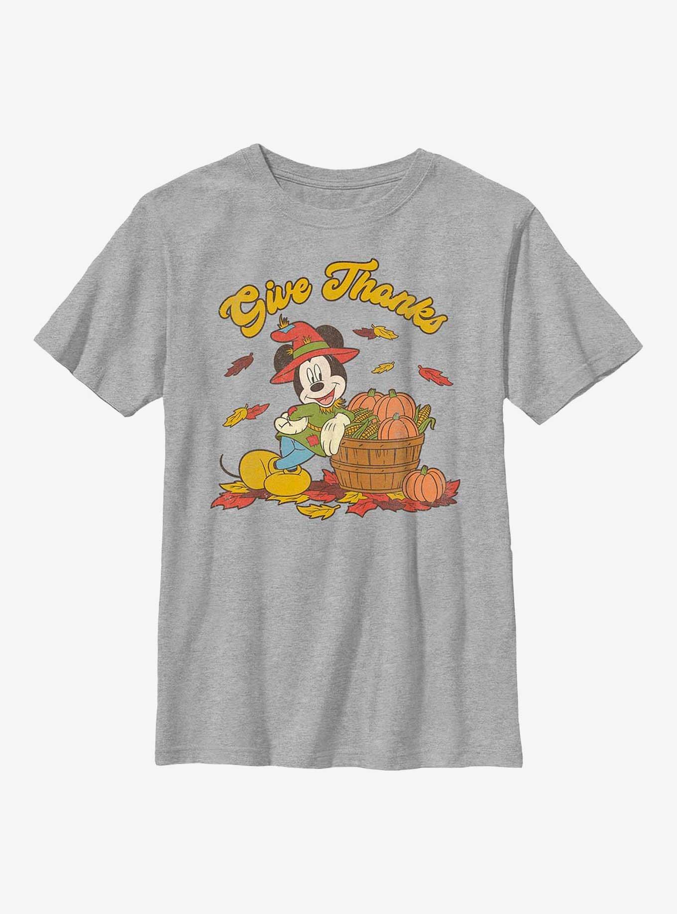 Disney Mickey Mouse Give Thanks Youth T-Shirt, ATH HTR, hi-res