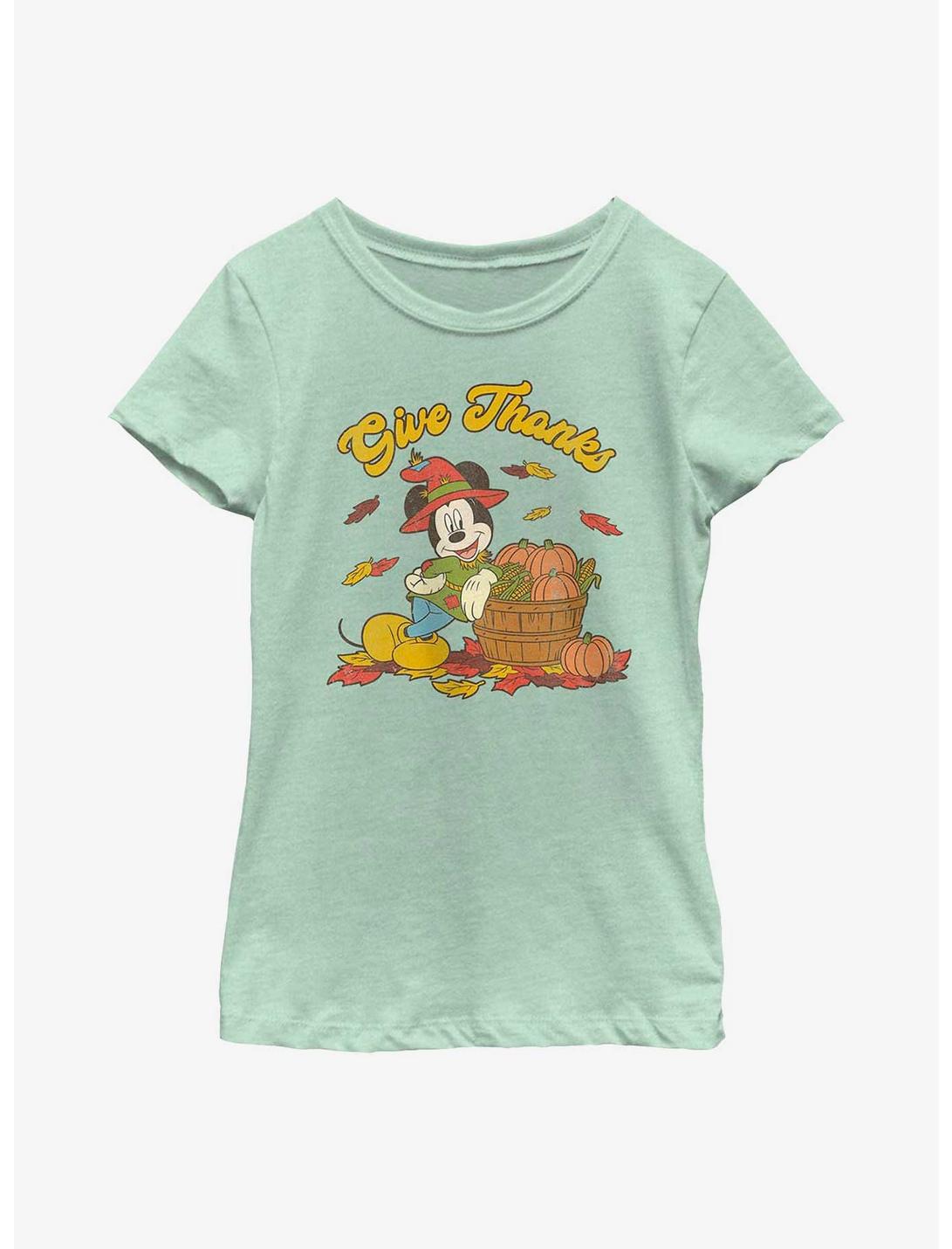 Disney Mickey Mouse Give Thanks Youth Girls T-Shirt, MINT, hi-res