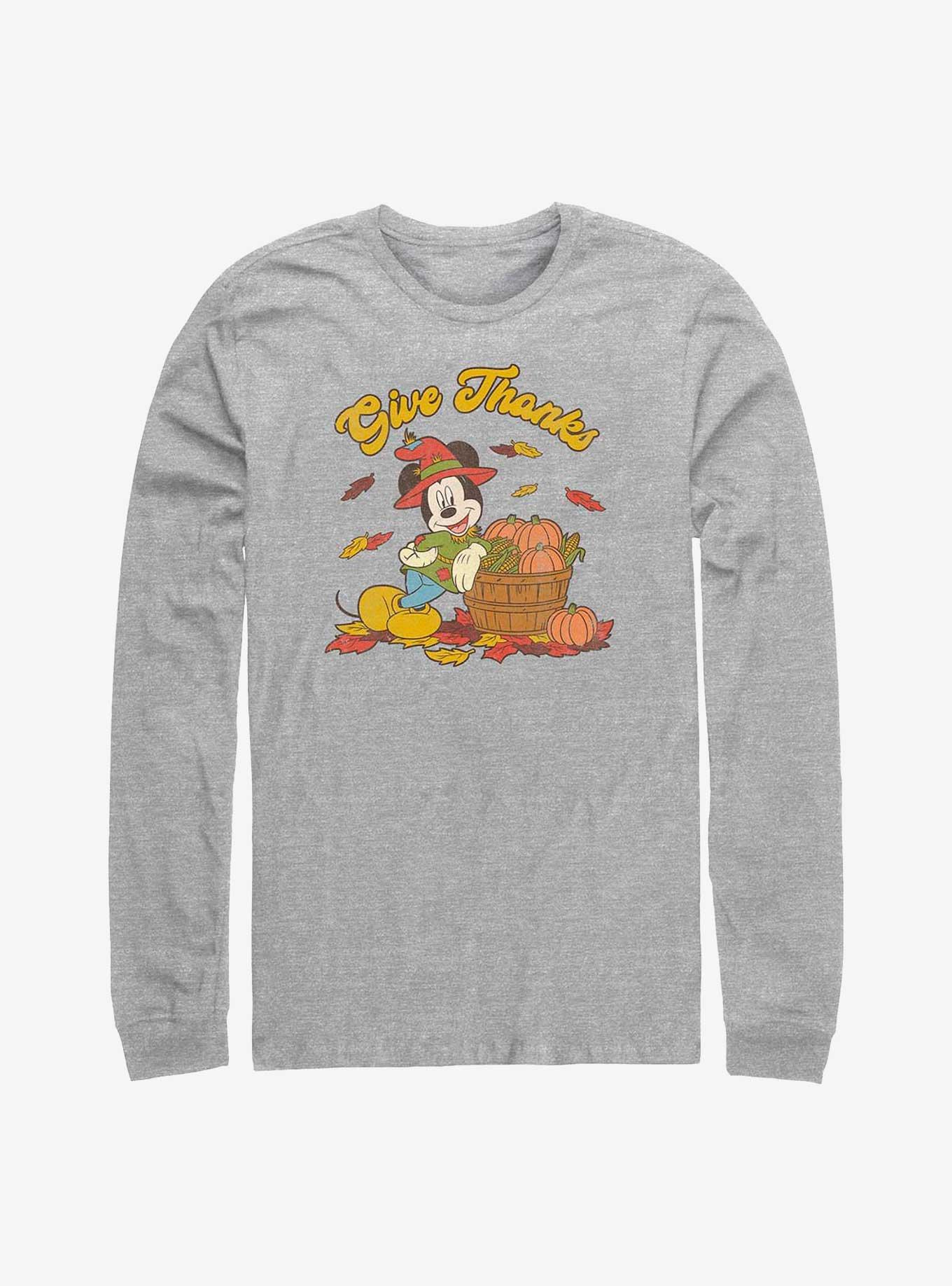 Disney Mickey Mouse Give Thanks Long-Sleeve T-Shirt, ATH HTR, hi-res