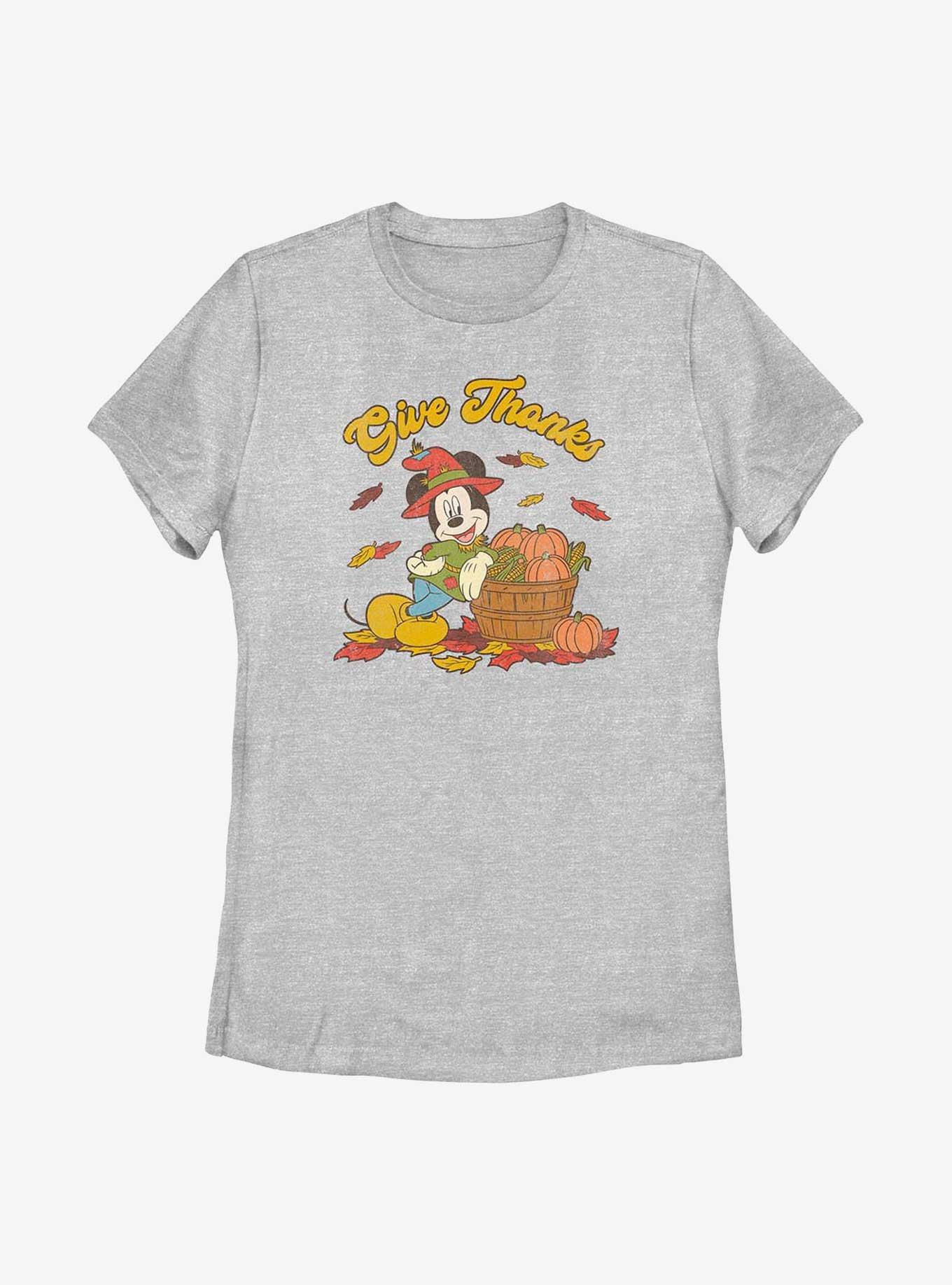 Disney Mickey Mouse Give Thanks Womens T-Shirt, ATH HTR, hi-res