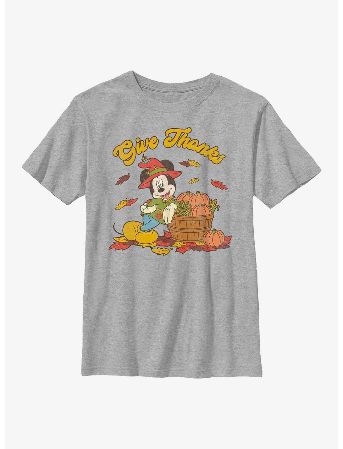 Disney Mickey Mouse Give Thanks Youth T-Shirt, ATH HTR, hi-res