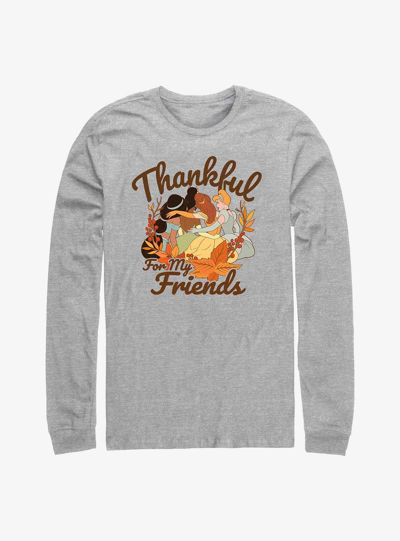 Disney Princesses Thankful For My Friends Long-Sleeve T-Shirt, ATH HTR, hi-res