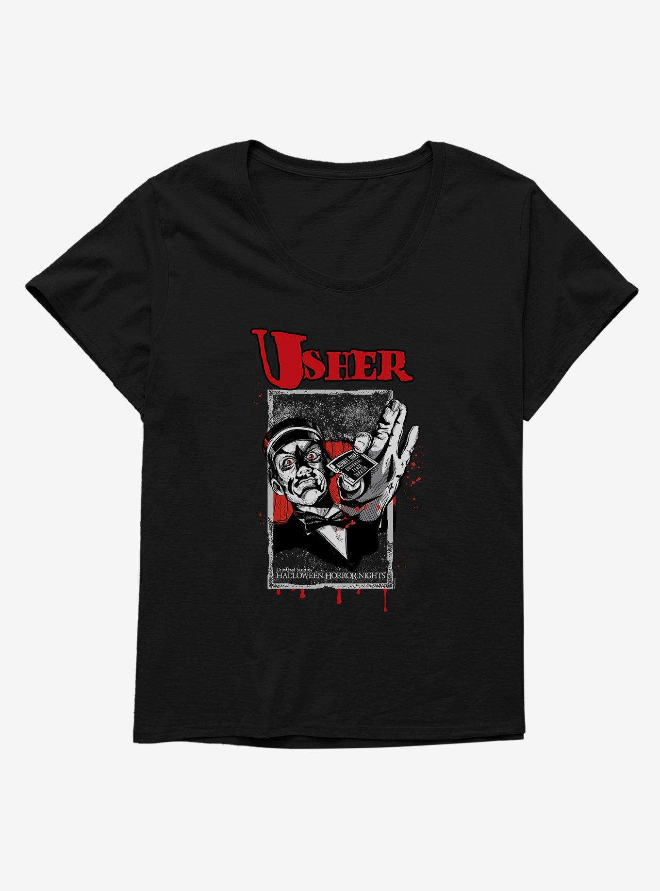 Halloween Horror Nights Usher Womens T-Shirt Plus Size, BLACK, hi-res